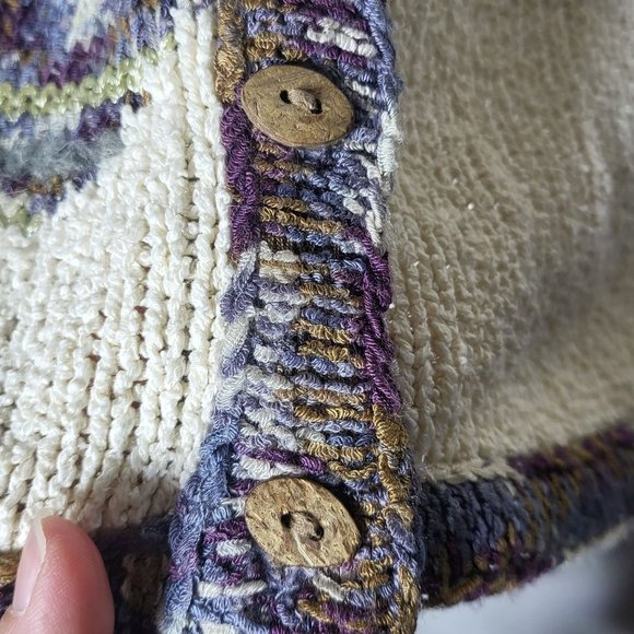 Northern Isles Floral Leaf Button Down Silk Linen Mohair Cardigan Sweater Small - Picture 9 of 11